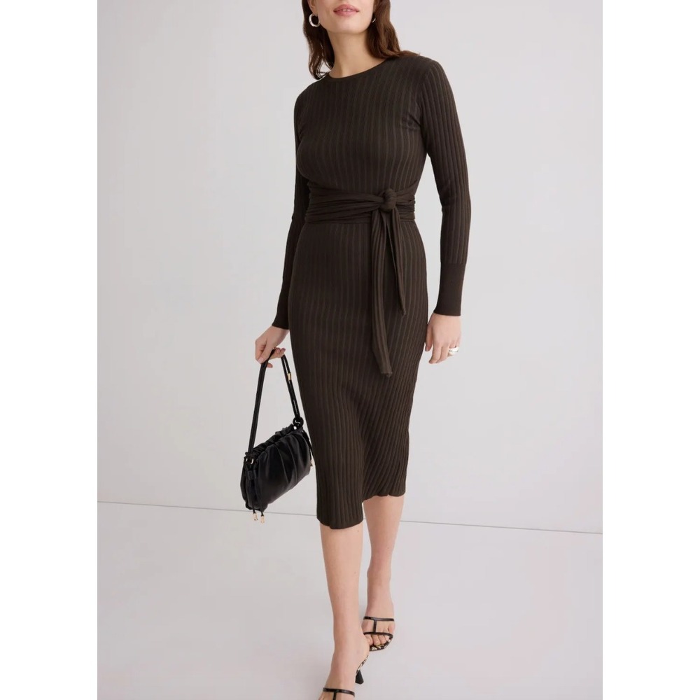 MODERN CITIZEN Carmen Tie-Front Ribbed Long Sleeve Dress